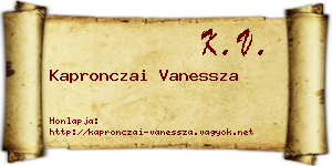 Kapronczai Vanessza névjegykártya